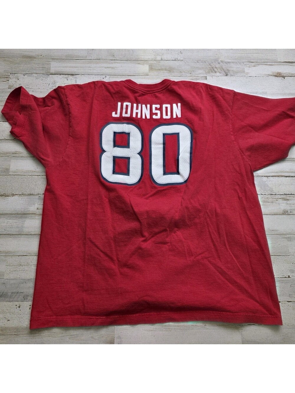 VTG Andre Johnson #80 Houston Texans Red T-Shirt Jersey Reebok Men's XL
